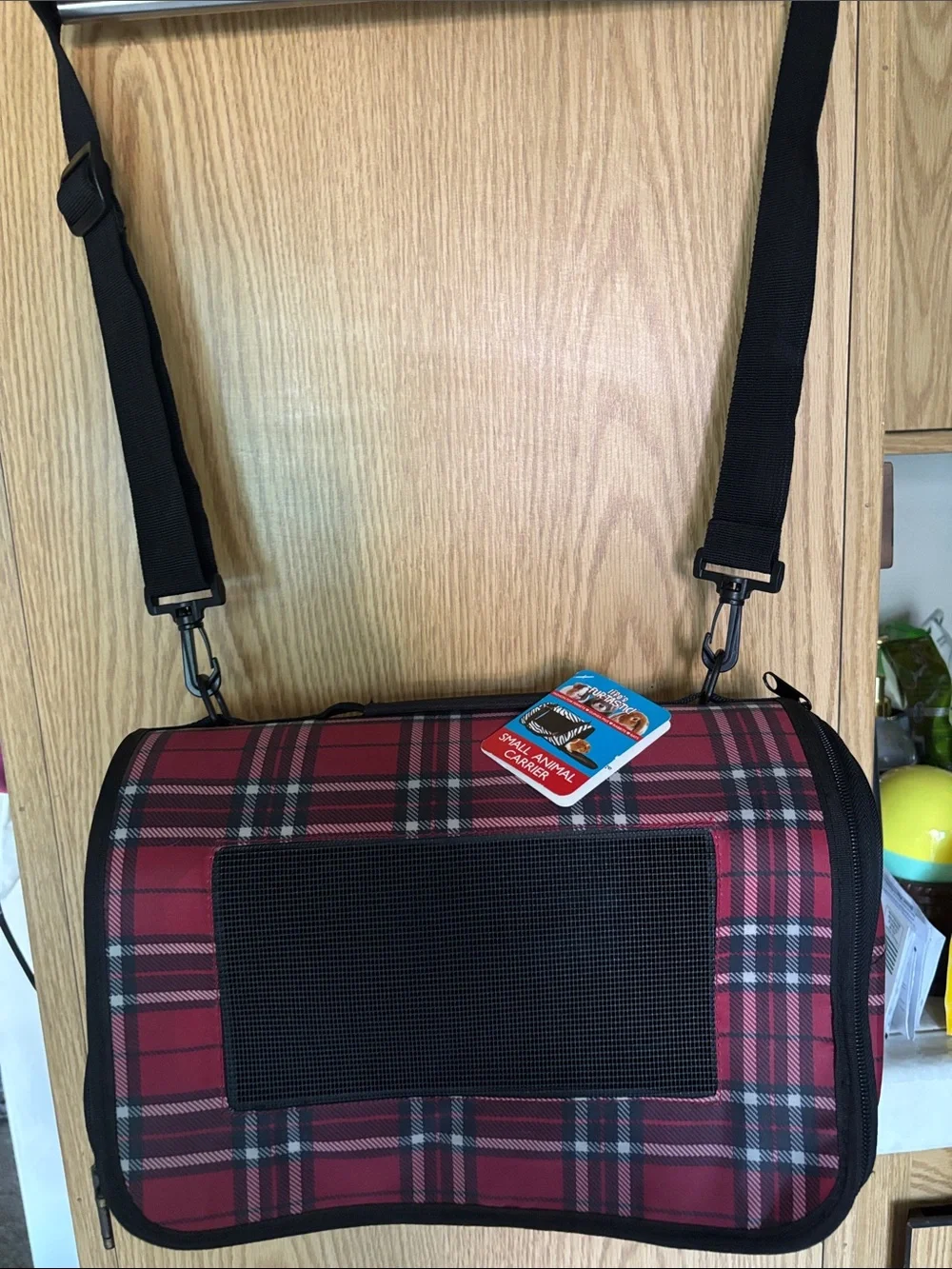 Red Plaid Pet Carrier Bag